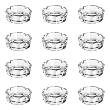 12 Ceniceros De Vidrio Redondo Cigarrillo 9,7 Cm Libbey Transparente Moderno