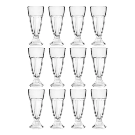 12 Copas Vidrio Milkshake Batidos Licuados 310ml Deli Glass Transparente