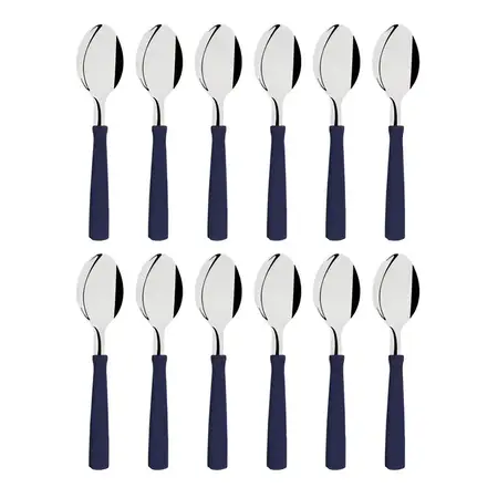 12 Cucharas De Mesa Tramontina New Kolor Azul Color Del Mango Azul Marino