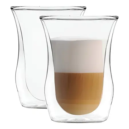 2 Tazas Larhaus Barista Turco Jarro Vaso Doble Vidrio 300cc Color Transparente