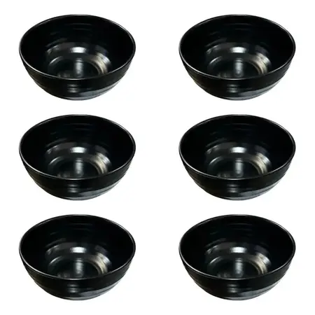 6 Bowls Compoteras 425ml Cerámica Fusion Black 15cm | Hapita Negro