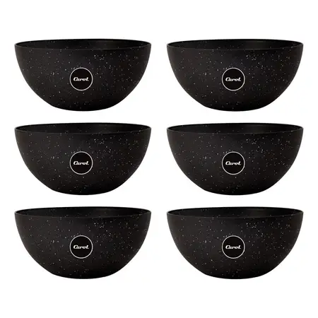 6 Compotera Postre Plástico Linea Granito 11 Cm 300 Ml Carol Negro