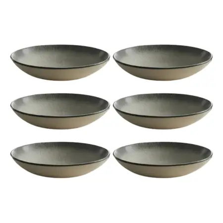 6 Platos Bowls Hondos De Cerámica 18,5 Cm Alt Grey | Carol Gris