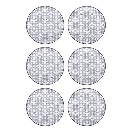 6 Platos De Postre De Cerámica Linea Floreal 20 Cm | Oxford Náutico Floreal