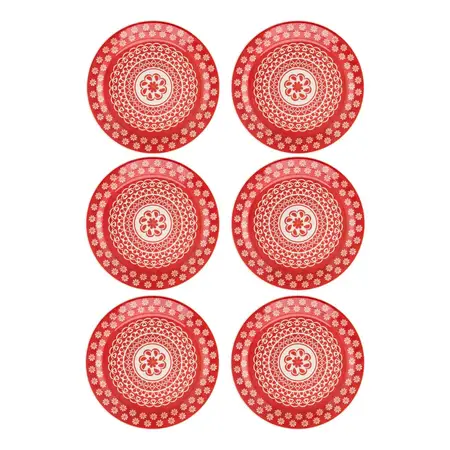 6 Platos De Postre De Cerámica Linea Floreal 20 Cm | Oxford Renda Floreal
