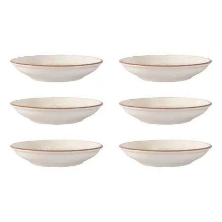 6 Platos Hondo Sopa De Porcelana Linea Cortado 19 Cm | Pioli Beige Cortado