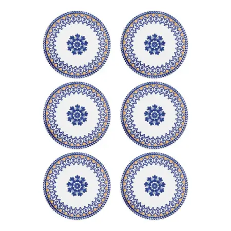 6 Platos Playos De Cerámica Linea Floreal 25,5 Cm | Oxford La Carreta Floreal