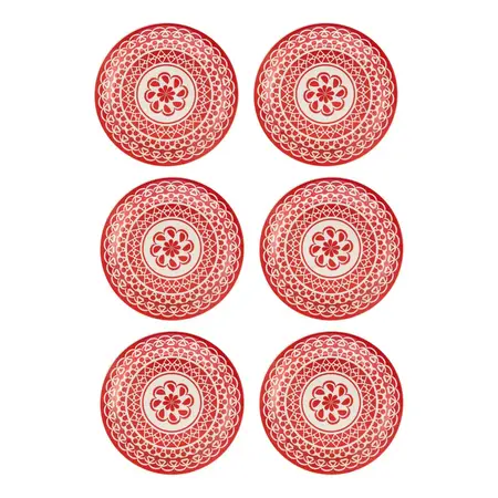6 Platos Playos De Cerámica Linea Floreal 25,5 Cm | Oxford Renda Floreal