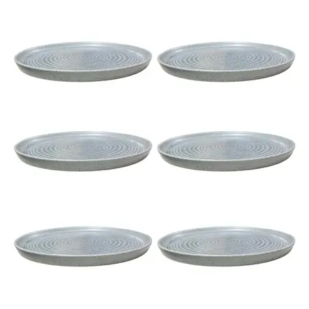 6 Platos Playos Plano Cerámica Fusion Gray 26 Cm Carol Gris Granito