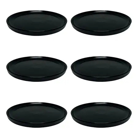 6 Platos Postre De Cerámica Fusion Black 21,3 Cm | Hapita Negro Liso
