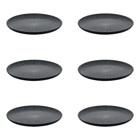 6 Platos Postre De Cerámica Linea Flat Onix 19,5cm | Oxford Negro Ónix