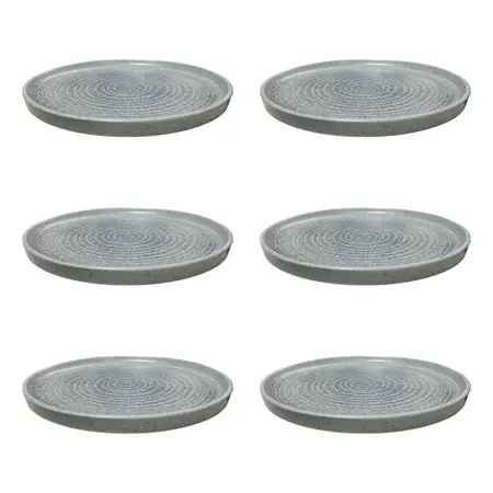 6 Platos Postre Tortas De Cerámica 21 Cm Fusion Gray | Carol Gris Granito