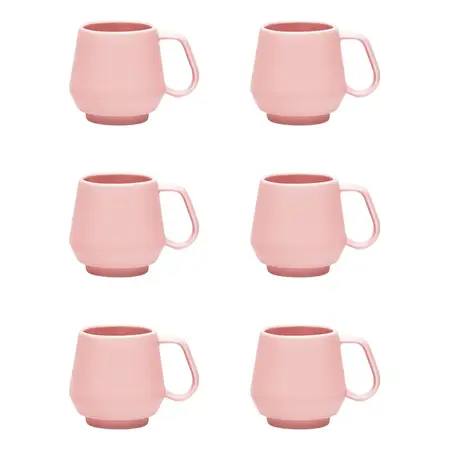 6 Tazas Jarros Mugg Chubby De Cerámica 350 Ml | Oxford Rosa Liso