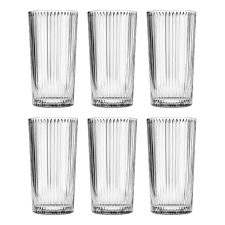6 Vasos Sevilla Vidrio Labrados Trago Largo 395 Ml | Nadir Transparente
