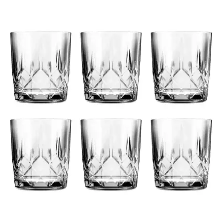 6 Vasos Valencia Vidrio Labrado Whisky Velas 350 Ml | Nadir Transparente