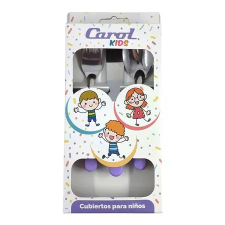  Juego X3 Cubiertos Carol Niños Infantil Acero Inox Plástico
