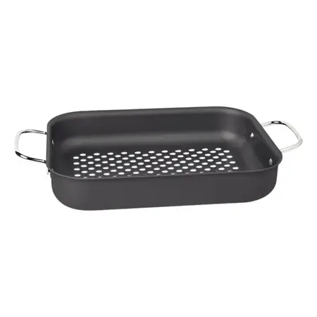 Asadera Perforada Para Parrilla 28 Cm Tramontina Churrasco - Gris Oscuro