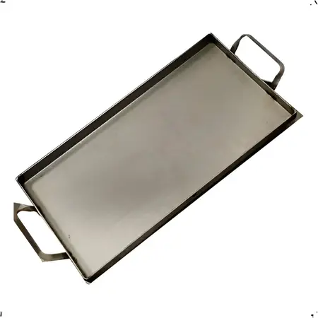 Bífera Plancha De Chapa 2 Hornallas 50 X 25 Cm 2,5 Espesor Color Gris