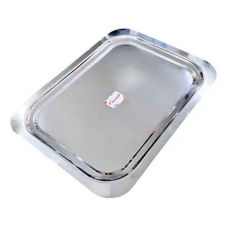 Bandeja Acero Inoxidable Recta Doble Bajada Carol 38x29 Cm Color Plateado