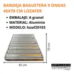 Bandeja Baguetera 45x70 Cm Aluminio Gastronómica | Lozafer 9 Ondas