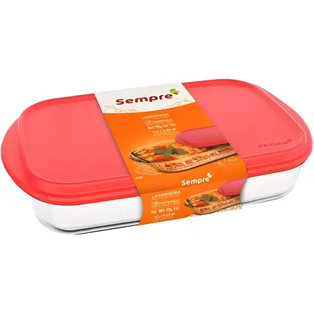 Bandeja De Vidrio Con Tapa Rectangular, Bandeja Para Hornear Always, 4 L, Color Incoloro