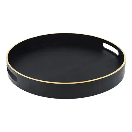 Bandeja Para Servir Circular 40 Cm Con Asas Negro | Carol
