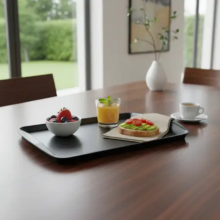 Bandeja Plástica Rectangular Fast Food Colores Kp X 25 Unid. Negro