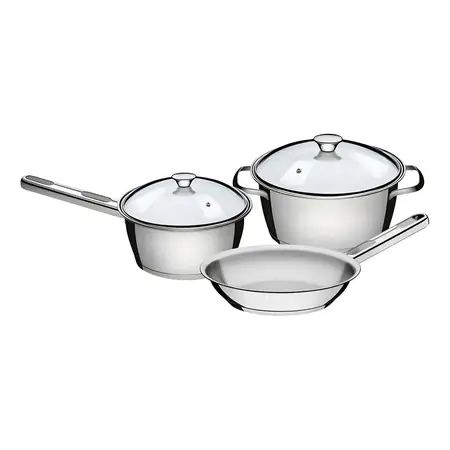 Batería Cocina Juego Ollas Tramontina Allegra Inox 3 Piezas Color Gris