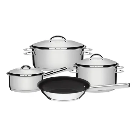 Batería Cocina Solar Tramontina Triple Fondo Acero 4 Piezas Plateado