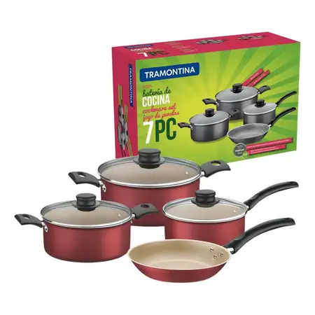 Batería De Cocina Juego Turim 7pz Teflón Tramontina | Encuo Ocre