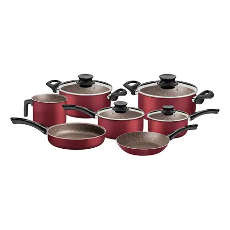 Batería De Cocina Paris 7 Piezas Antiadherente Tramontina Rojo