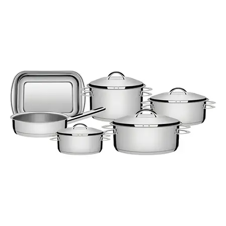 Batería De Cocina Tramontina Solar 65500000 Con 6 Piezas De Acero Inoxidable Gris