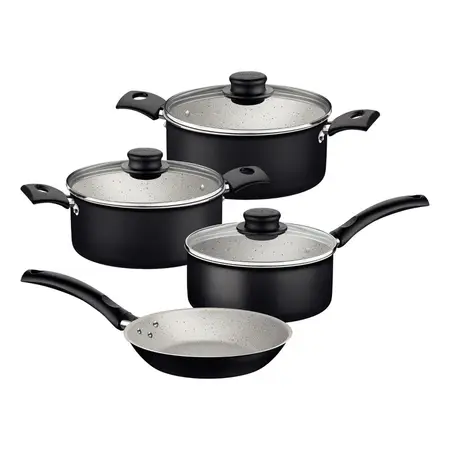 Batería De Cocina Turim 7 Piezas Antiadherente Tramontina Negro