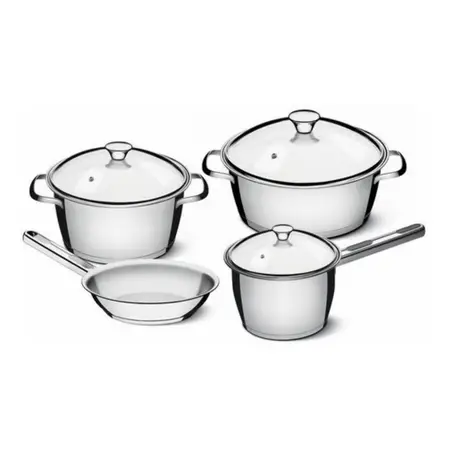 Batería Set Cocina Allegra Tramontina Acero Inox 7 Piezas. Plateado