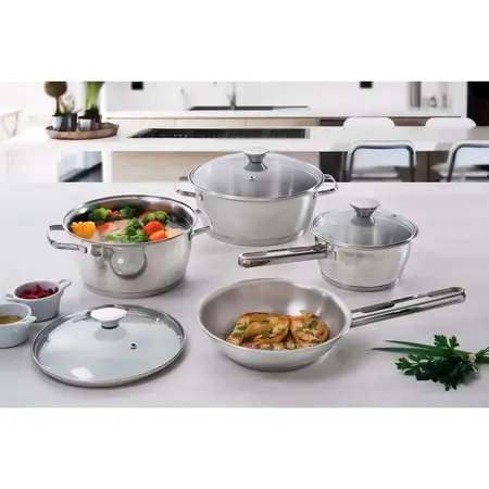 Batería Set De Cocina Allegra Tramontina Acero Inox 5 Piezas Gris