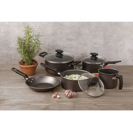Bateria Cocina Antiadherente De Tramontina Loreto Set 8 Pzs - Negro