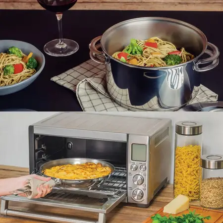 Bateria De Cocina Solar Triple Fondo 5 Piezas Tramontina Plateado