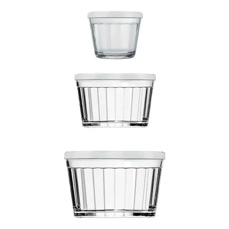 Bowl Americano 3 Tamaños De Vidrio Tapa Plastica X3 Nadir Blanco
