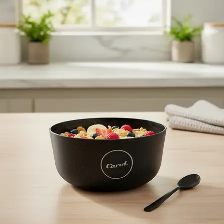 Bowl Plástico Linea Granito Cereal Ensalada Carol 18 Cm X12u Negro