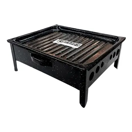 Brasero De Mesa Enlozado Parrilla Bandeja Asado