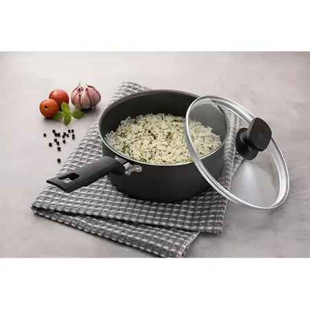 Cacerola 18cm Teflon Antiadherente Loreto Tramontina Color Gris Oscuro