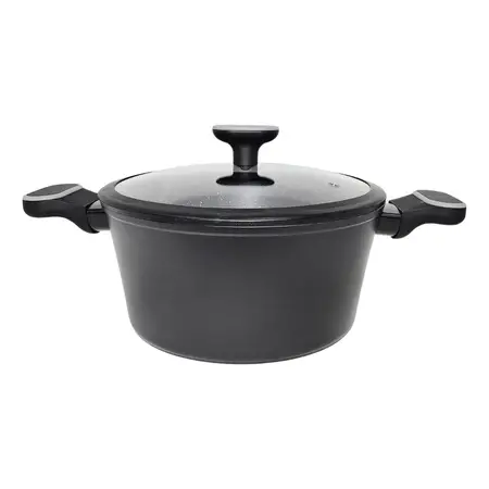 Cacerola 24 Cm C/asas Antiadherente Inducción Granito Carol - Negro Granito