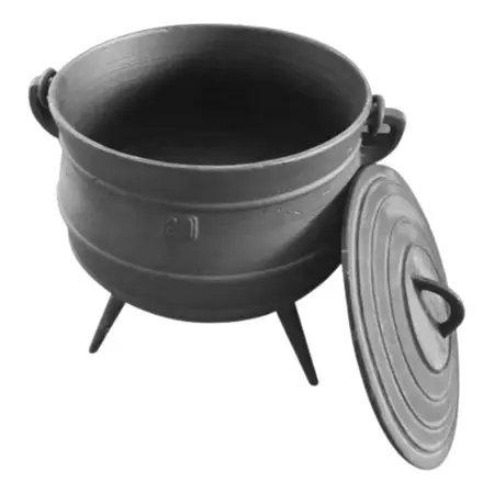 Cacerola 26 Litros Caldero Hierro Fundición 3 Patas Calidad - Negro