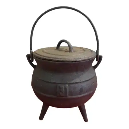 Cacerola 3 L Caldero Hierro Fundición 3 Patas Y Tapa Calidad Negro