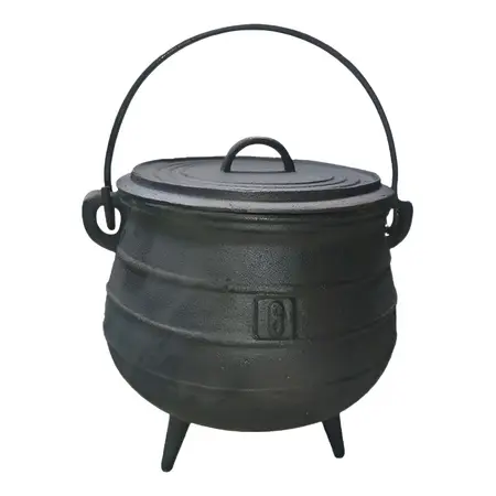 Cacerola 6 Litros Caldero Hierro Fundición 3 Patas Y Tapa Color Negro