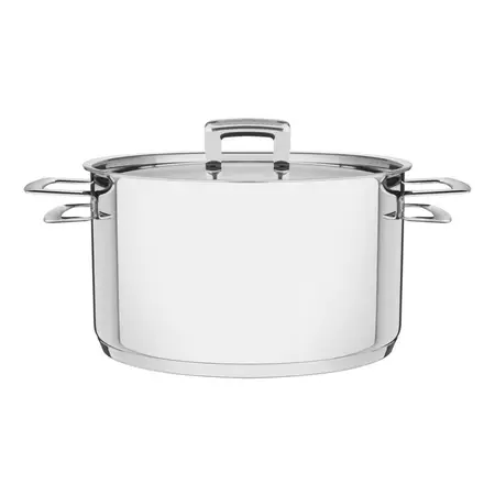 Cacerola Alta Tramontina Brava Acero Inox Triple 24cm 7,7 L Plateada