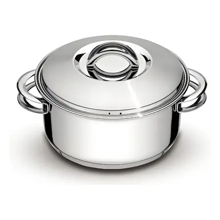 Cacerola Con Asas Tramontina Solar 28 Cm Acero Triple Fondo Color Plateado