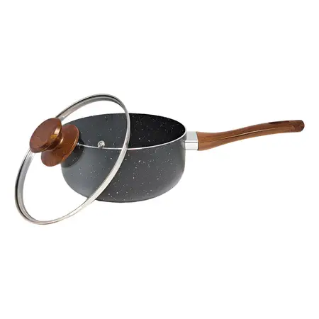 Cacerola Con Mango 20 Cm Granito Antiadherente Inducción Color Negro