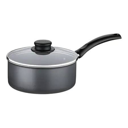 Cacerola Con Mango Olla Teflon Tramontina Tapa Vidrio 16 Cm Color Negro