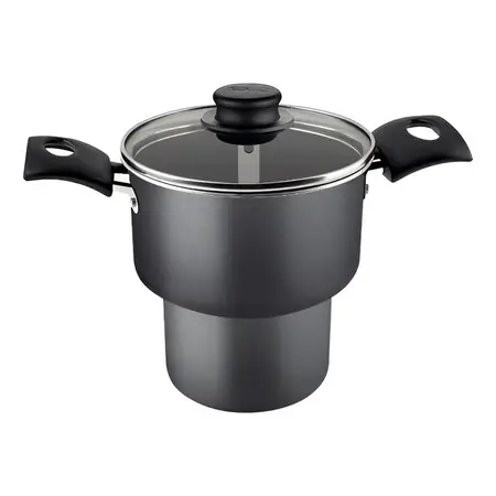 Cacerola Cuscusera 14 Cm Antiadherente Turim Tramontina Color Gris Oscuro